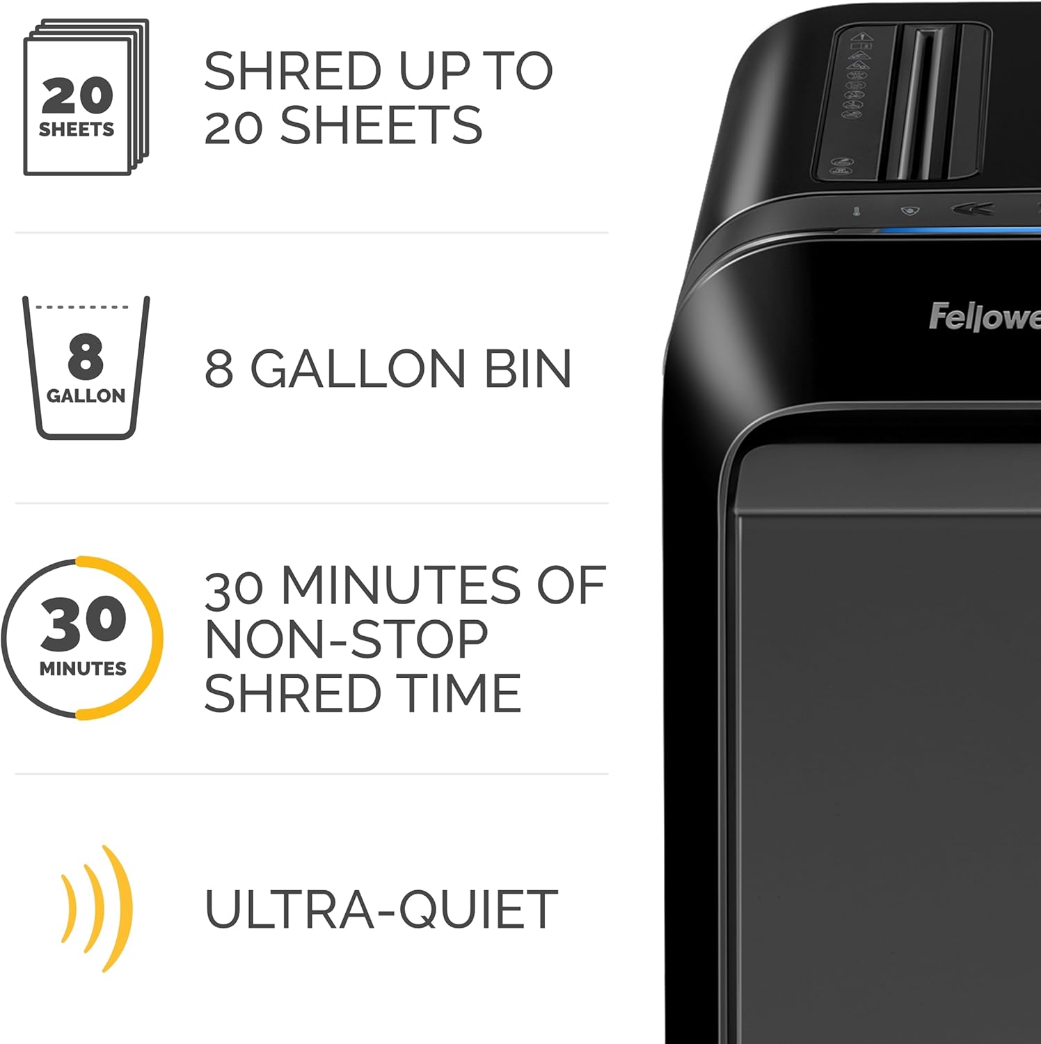 Fellowes LX190 20 Sheet P-4 Cross-Cut, Heavy Duty Paper Office Shredder, 100% Jam Proof