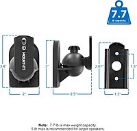 Mount-It! Speaker Wall Mount Full Motion Brackets for Surround Sound Satellite Ceiling and Bookshelf Speakers, 2 Mounts