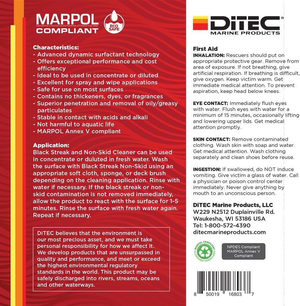 Black Streak Remover Marine Non-Skid Deck Cleaner | Fast Acting Non-Skid Black Streak Remover for Decks | Multi Surface Deck