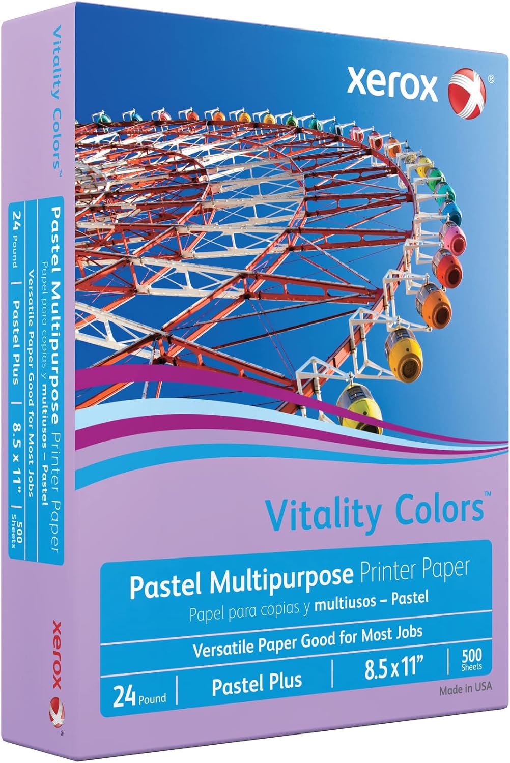 Xerox Vitality Colors Pastel Plus Color Multi-Use Printer & Copy Paper, 1 Ream, Lilac, Letter (8.5in x 11in)