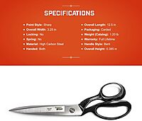 Crescent Wiss 12" Bent Handle Industrial Shears - Professional Heavy Duty Utility Scissors Tool for Sewing Fabric