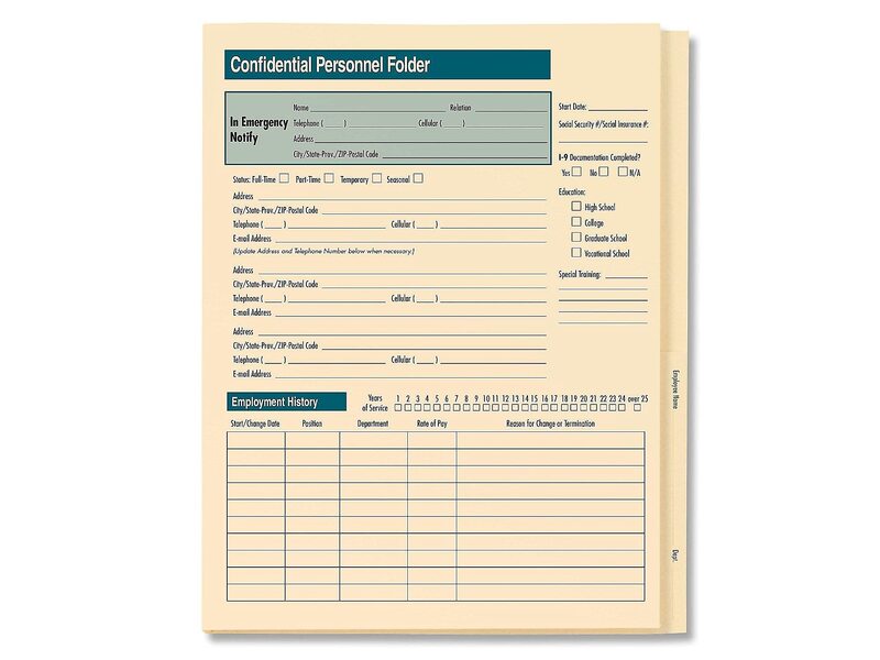 1-Part Personnel Folder, 25/Pack (A223)