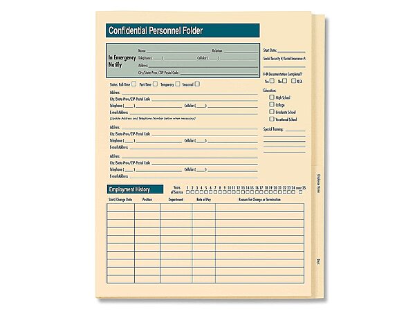 1-Part Personnel Folder, 25/Pack (A223)