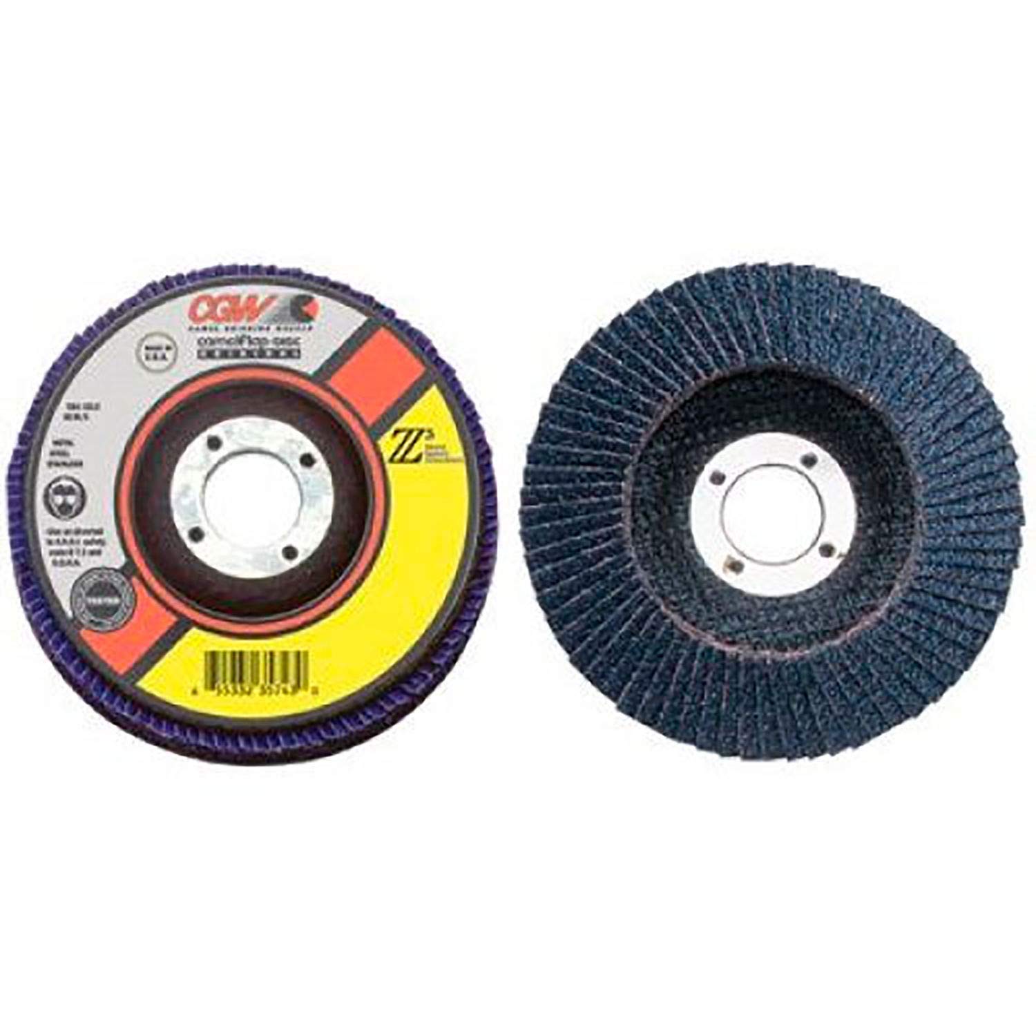 42344 Abrasive Flap Disc 4-1/2" x 7/8" 60 Grit Zirconia, Lot of 10