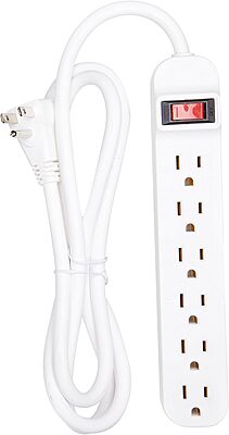 Belkin 6 Outlet Power Strip - 5 foot cord - White - 6 x AC Power - 5 ft Cord - 24 A Current - 125 V AC Voltage - 1875 W