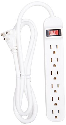 Belkin 6 Outlet Power Strip - 5 foot cord - White - 6 x AC Power - 5 ft Cord - 24 A Current - 125 V AC Voltage - 1875 W