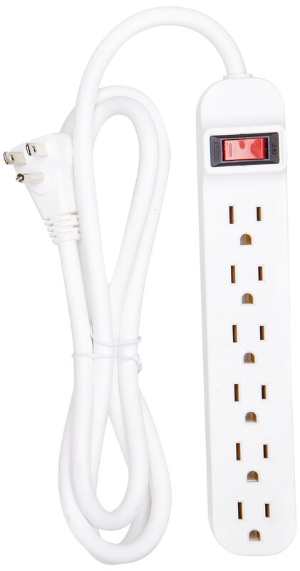 Belkin 6 Outlet Power Strip - 5 foot cord - White - 6 x AC Power - 5 ft Cord - 24 A Current - 125 V AC Voltage - 1875 W