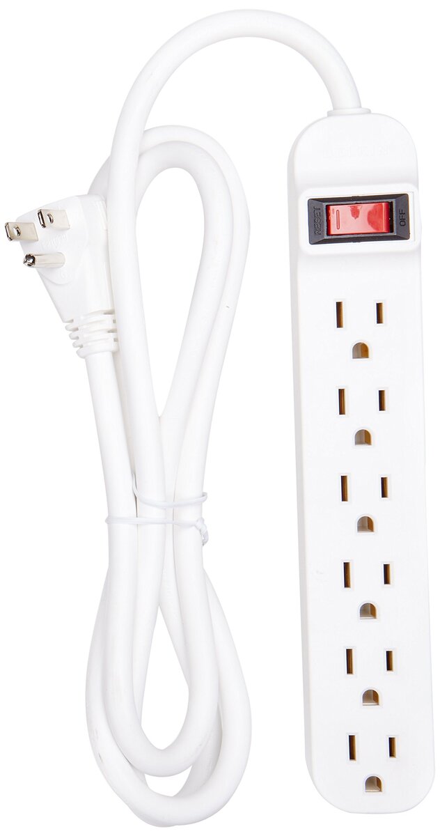 Belkin 6 Outlet Power Strip - 5 foot cord - White - 6 x AC Power - 5 ft Cord - 24 A Current - 125 V AC Voltage - 1875 W