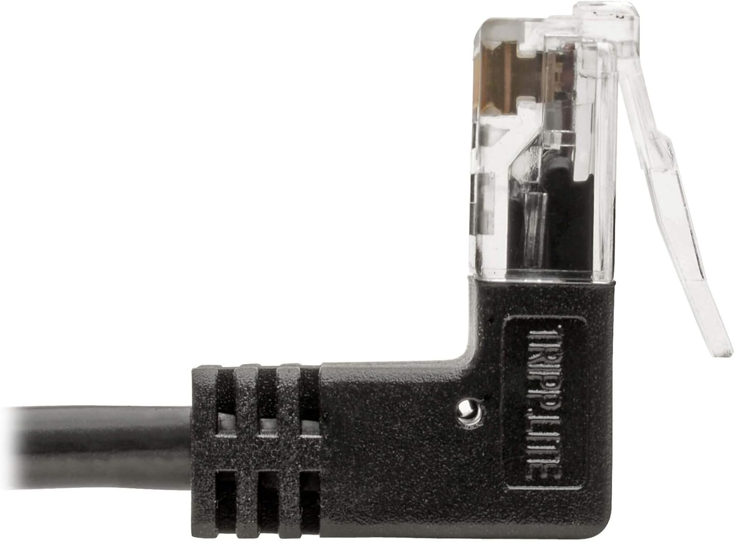 TRIPP LITE Cat6 Gigabit Patch Cable Snagless Right-Angle Utp Slim, 1', Black (N201-SR1-BK)