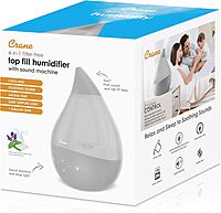 CRANE Drop 4-in-1 Ultrasonic Cool Mist Top-Fill Humidifier with Sound Machine, Night Light & Aroma Tray