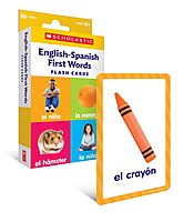 Scholastic English-Spanish First Words Flash Cards, 6-5/16inH x 3-7/16inW, Pre-K, Pack Of 56 Cards