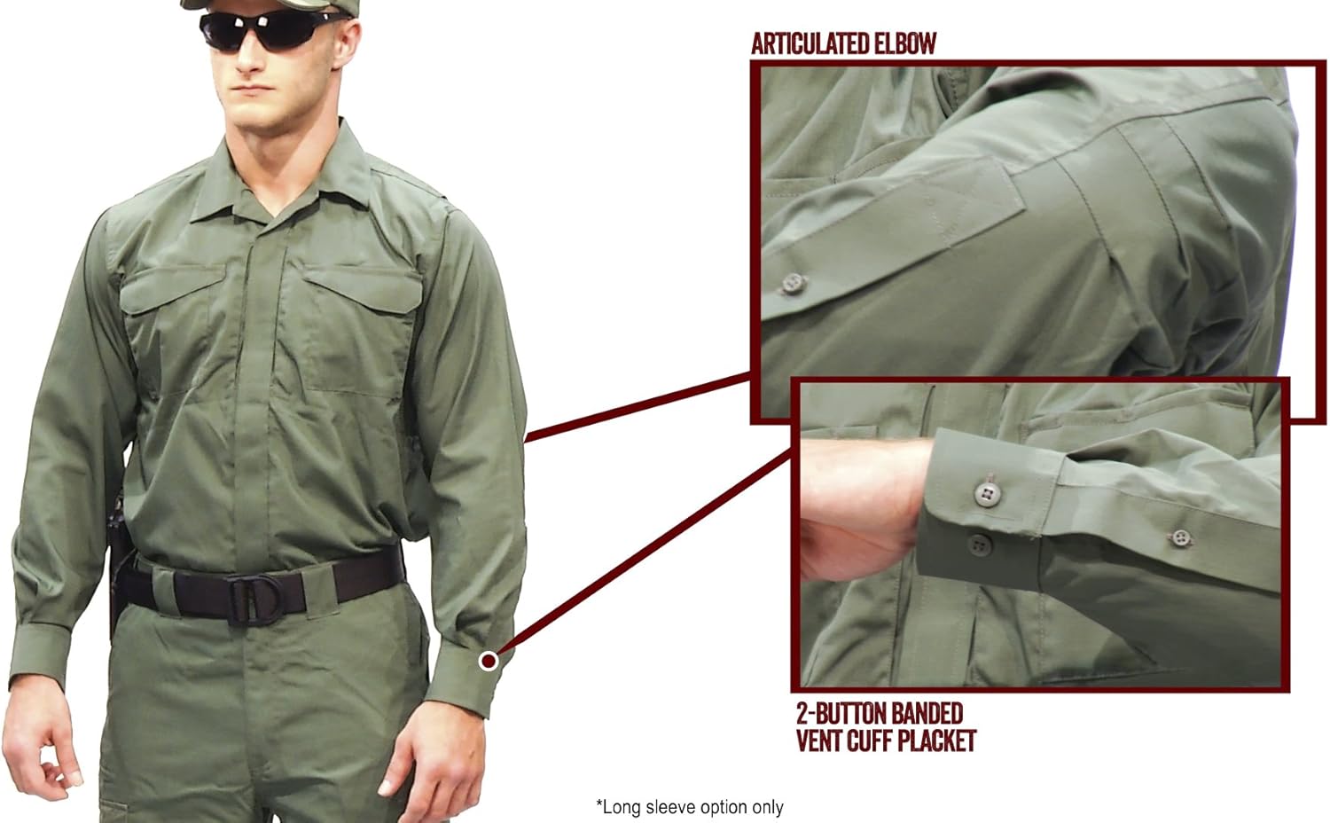 TRU-SPEC 24-7 1051002 Men's Ultralight Long Sleeve Uniform Shirt, Polyester Cotton Rip-Stop, X-Small Regular
