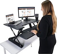 Victor DCX760G High Rise Collection Height Adjustable Standing Desk with Removable Keyboard Tray | Gray | 36” Wide Standing