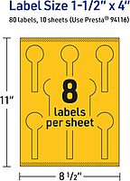 Avery Printable Lollipop Labels with Sure Feed Technology, 1.5" x 4", Bright Yellow