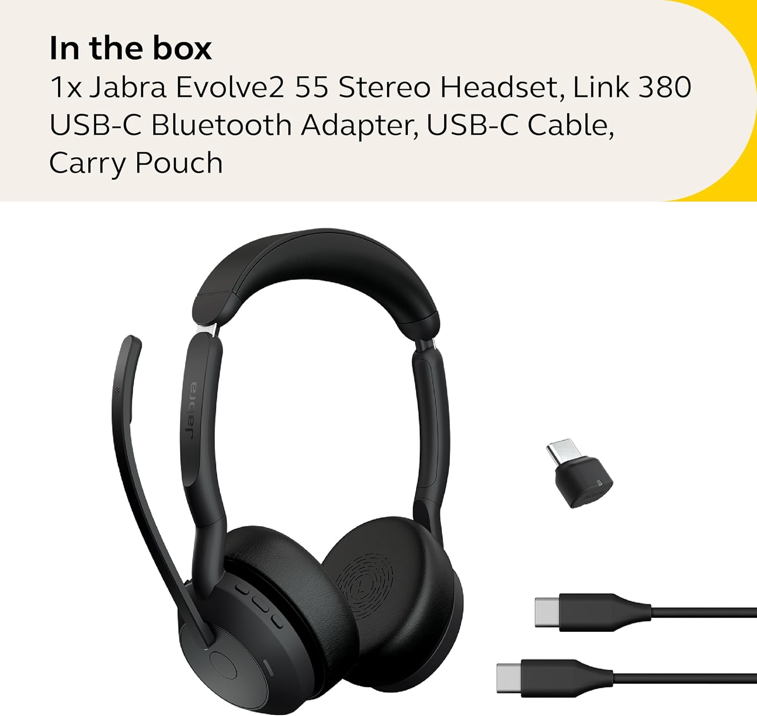 Jabra Evolve2 55 Stereo Wireless Headset - AirComfort, Noise-Cancelling Mics & Active Noise Cancellation