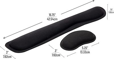 Mind Reader Ergonomic Keyboard and Mouse Wrist Rest Set, Gaming Accessory, Memory Foam, 16.75" L x 3" W x 0.75" H, 2 pcs