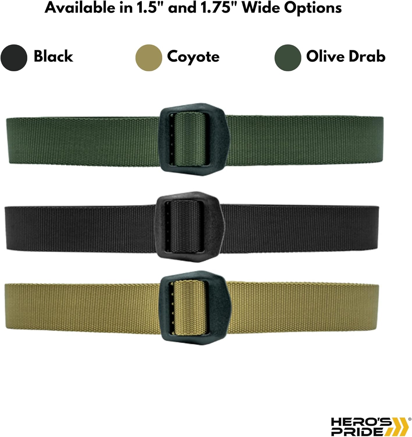 Hero's Pride Tactical EDC Belt, Law Enforcement Standard Issue, High-Grade Nylon Webbing 1.5 in