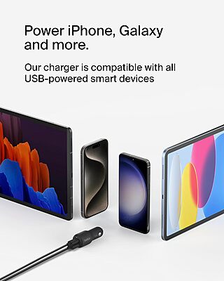 Belkin BoostCharge 42-Watt Dual Port Fast Car Charger with30W USB-C & 12W USB-A Ports