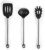 MegaChef Tool Black Utensil Set, 14 Piece, Gray and Stainless Steel