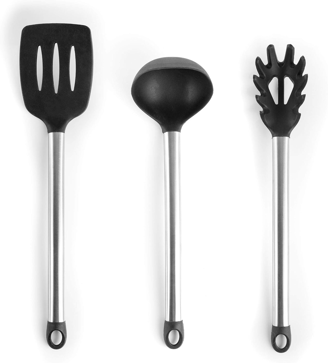 MegaChef Tool Black Utensil Set, 14 Piece, Gray and Stainless Steel