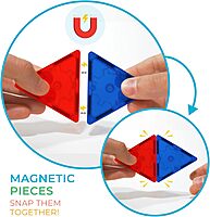 Tytan Tiles Glow in The Dark 60-Piece Magnetic Tiles Building Set, Diverse Multi-Color Shapes, STEM Toy, Cars, Creative Play