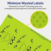 Avery Printable Oval Labels, Sure Feed Technology, 4-1/4" x 2-1/2", Bright Green Labels, Laser/Inkjet Printable, 60 Total, Great for Packaging and Candles 60 labels