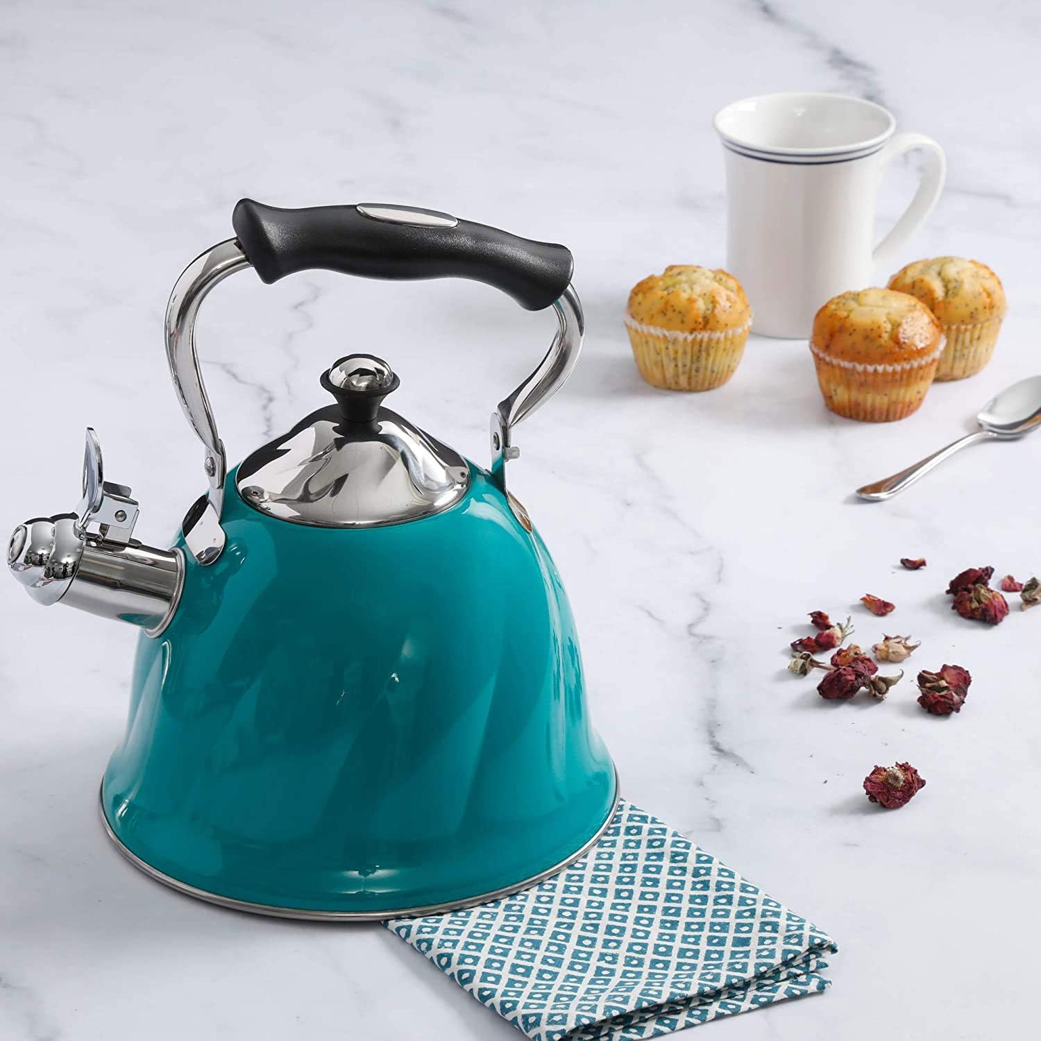 Mr. Coffee 2.1-Quart Whistling Tea Kettle, Alberton, Emerald Green