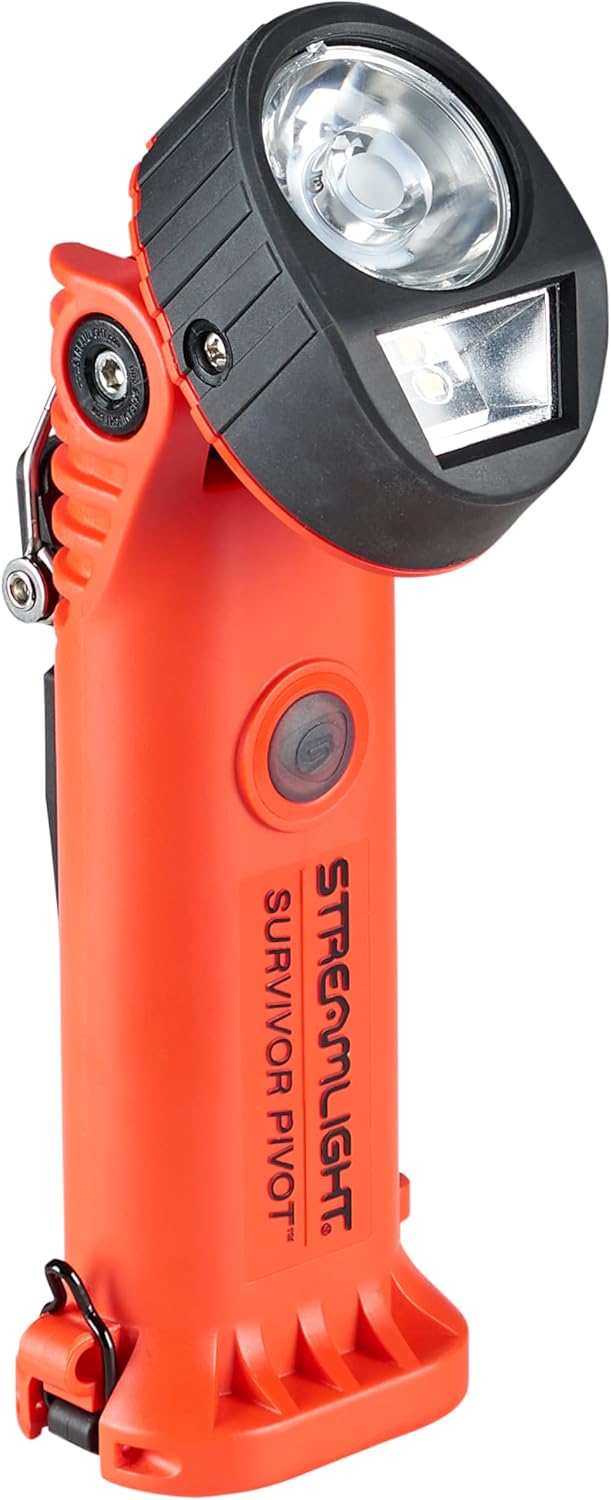 Streamlight 91802 Survivor Pivot 325-Lumen Right Angle Articulating Dual Beam Rechargeable Flashlight with 120V/100V AC/12V