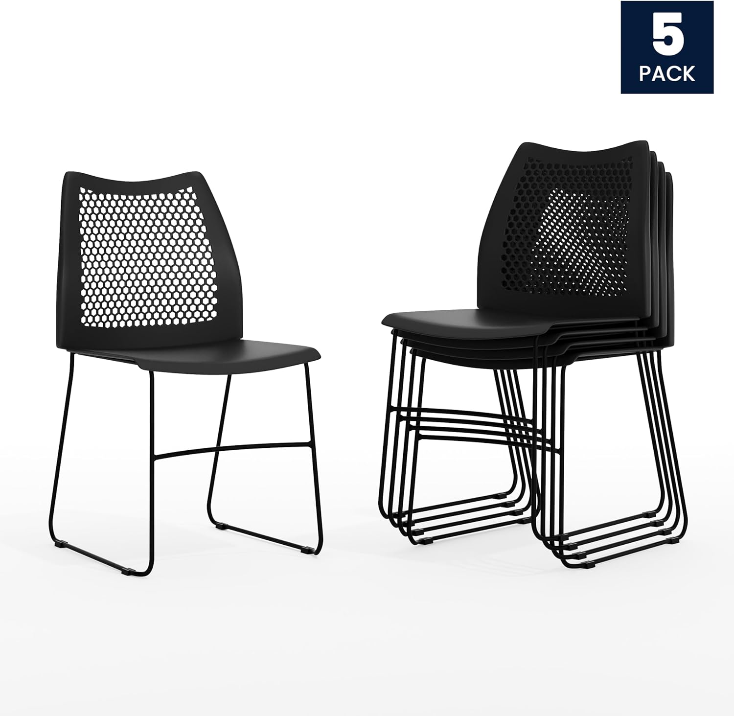 Flash Furniture HERCULES Series 661 lb Capacity Stack Chair with Air-Vent Back and Sled Base