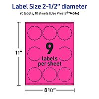 Avery Printable Round Scalloped Labels, Sure Feed Technology, 2-1/2" Diameter, Neon Magenta Labels, Print-to-The-Edge