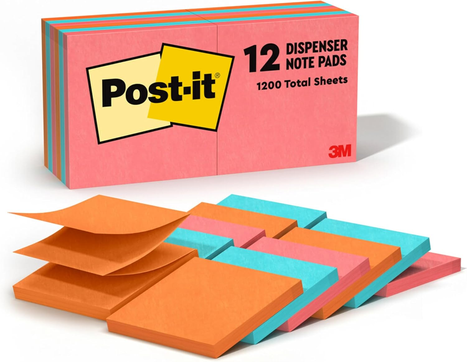 Post-it Pop-up Notes, 3x3 in, 12 Pads, America's #1 Favorite Sticky Notes, Poptimistic, Bright Colors, Clean Removal, Recyclable