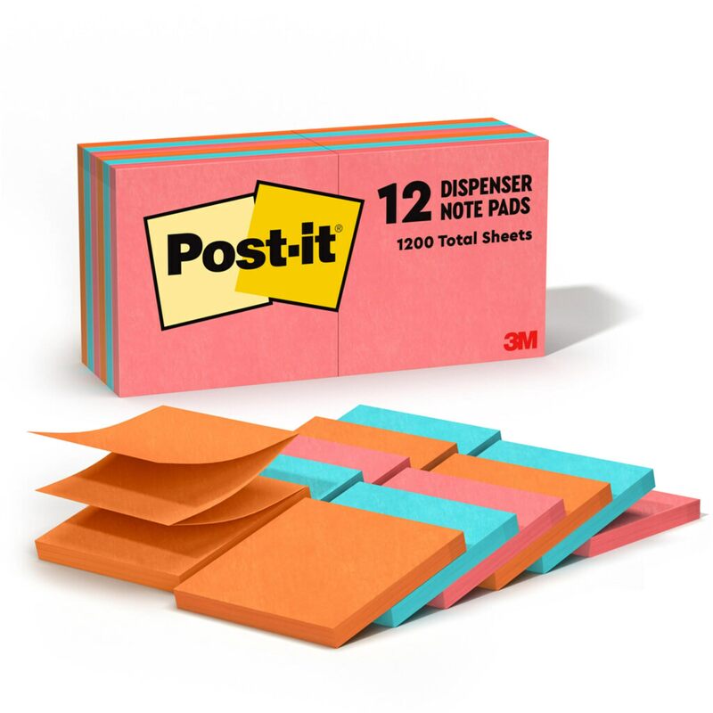 Post-it Pop-up Notes, 3x3 in, 12 Pads, America's #1 Favorite Sticky Notes, Poptimistic, Bright Colors, Clean Removal, Recyclable