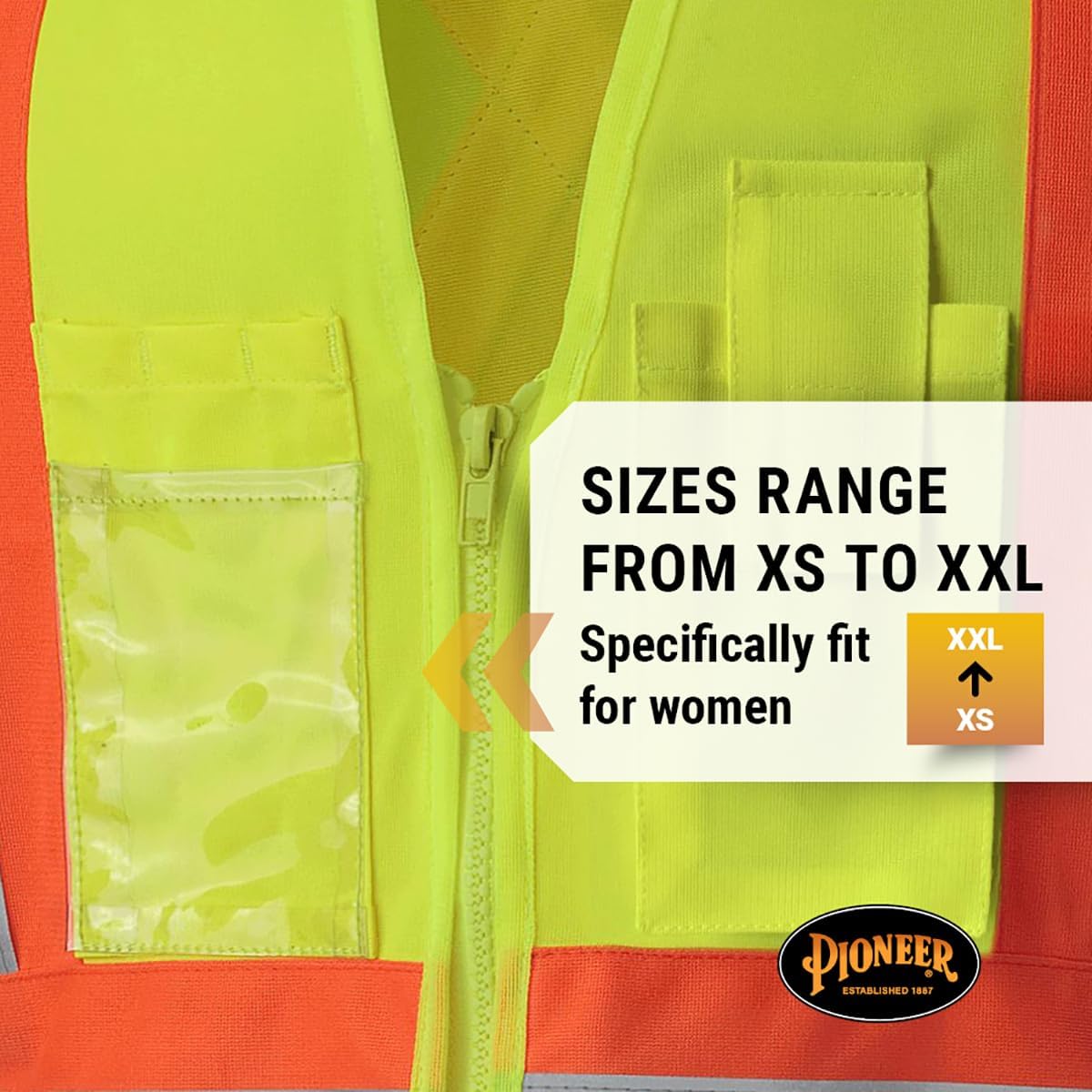 Pioneer Safety Vest for Women With Pockets - Hi-Vis Reflective Tape
