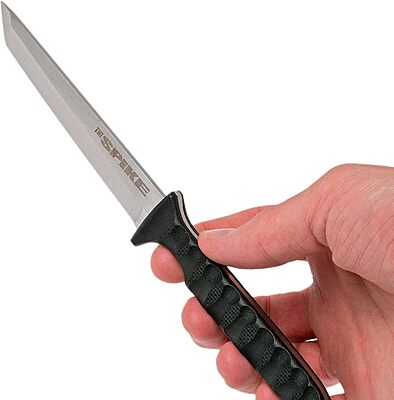 COLD STEEL Tanto Spike Durable Lightweight German 4116 Stainless Steel 4" Fixed Blade Tactical Outdoor Hunting Neck Knife, Textured Griv-Ex Handle, Secure-Ex Sheath