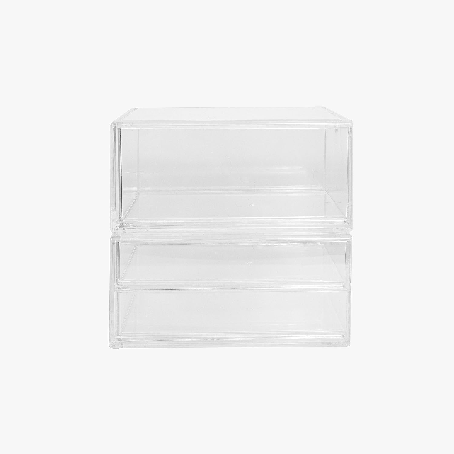 Martha Stewart Brody 2 Pack Desk Organizers, Single Drawer Box and 2 Drawer Box, Stackable Plastic Storage for Office