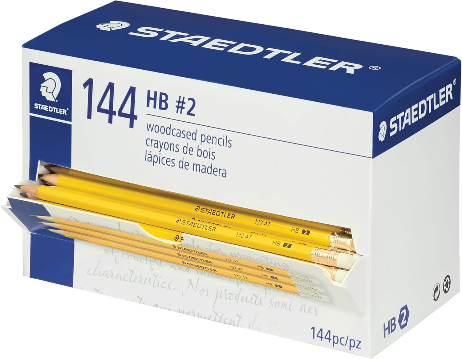 STAEDTLER Yellow School Pencils, Pre-Sharpened HB/#2, Wood Pencils with Eraser, 144ct & pencil sharpener
