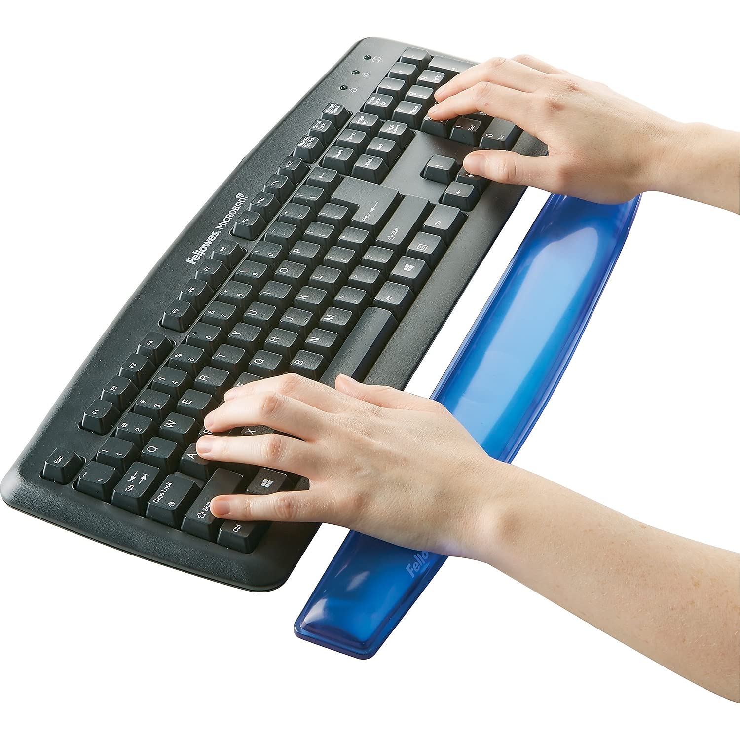 Fellowes Gel Crystals Keyboard Wrist Rest, 18.5" x 2.25", Blue