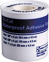 First Aid Only Tri-Cut Waterproof-Adhesive Medical Tape with Dispenser, Tri-Cut Width (0.38\", 0.63\", 1\"), 5 yds Long