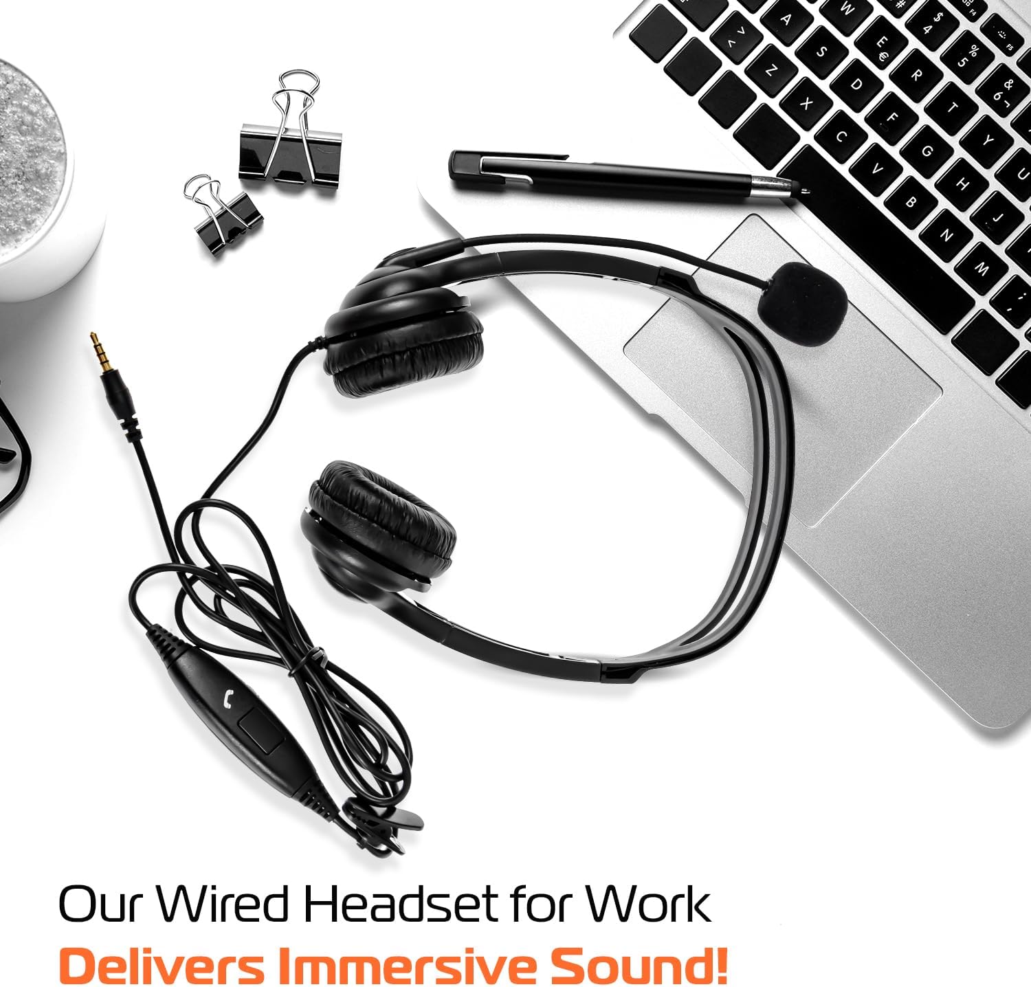 Spracht ZUM3500 Stereo 3.5mm and USB Dual Ear Universal Headset with Microphone | Office Headset for Computer