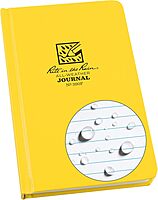 Rite in the Rain Weatherproof Hard Cover Notebook, 4.75" x 7.5", Yellow Cover, Journal Pattern (No. 390F) Yellow Journal