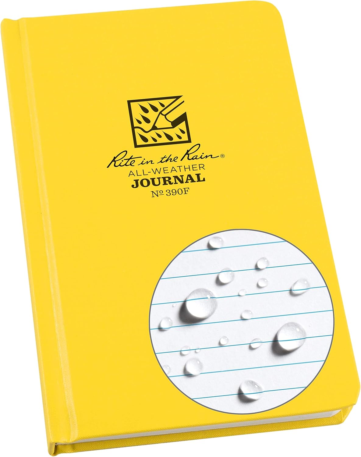 Rite in the Rain Weatherproof Hard Cover Notebook, 4.75" x 7.5", Yellow Cover, Journal Pattern (No. 390F) Yellow Journal