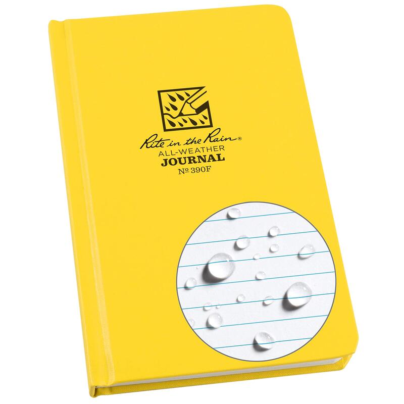Rite in the Rain Weatherproof Hard Cover Notebook, 4.75" x 7.5", Yellow Cover, Journal Pattern (No. 390F) Yellow Journal