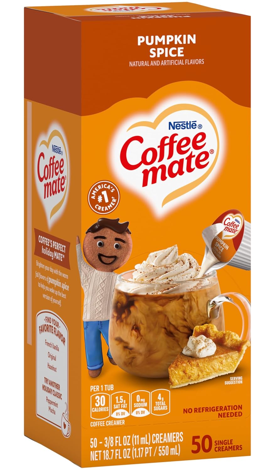Nestle, Pumpkin Spice Coffee-mate Liquid Creamer Singles - Seasonal Flavor, Pack of 50