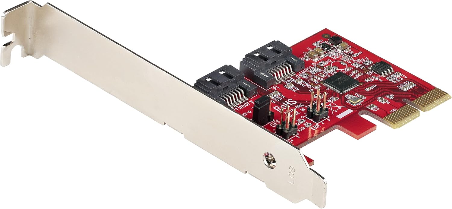 SATA PCIe Card - 2 Port PCIe SATA Expansion Card - 6Gbps - Full/Low Profile - PCI Express to SATA Adapter/Controller