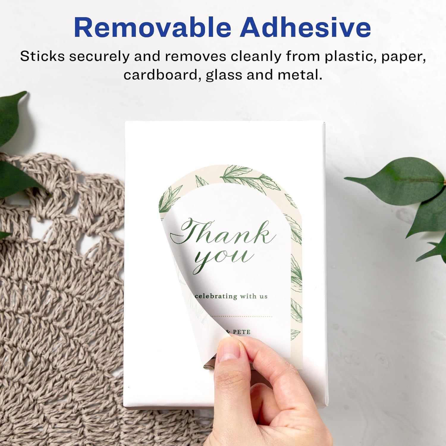 Avery Matte White Removable Arched Labels, Sure Feed Technology, Print-to-The-Edge, 4.75" x 3.5", Laser/Inkjet Printable