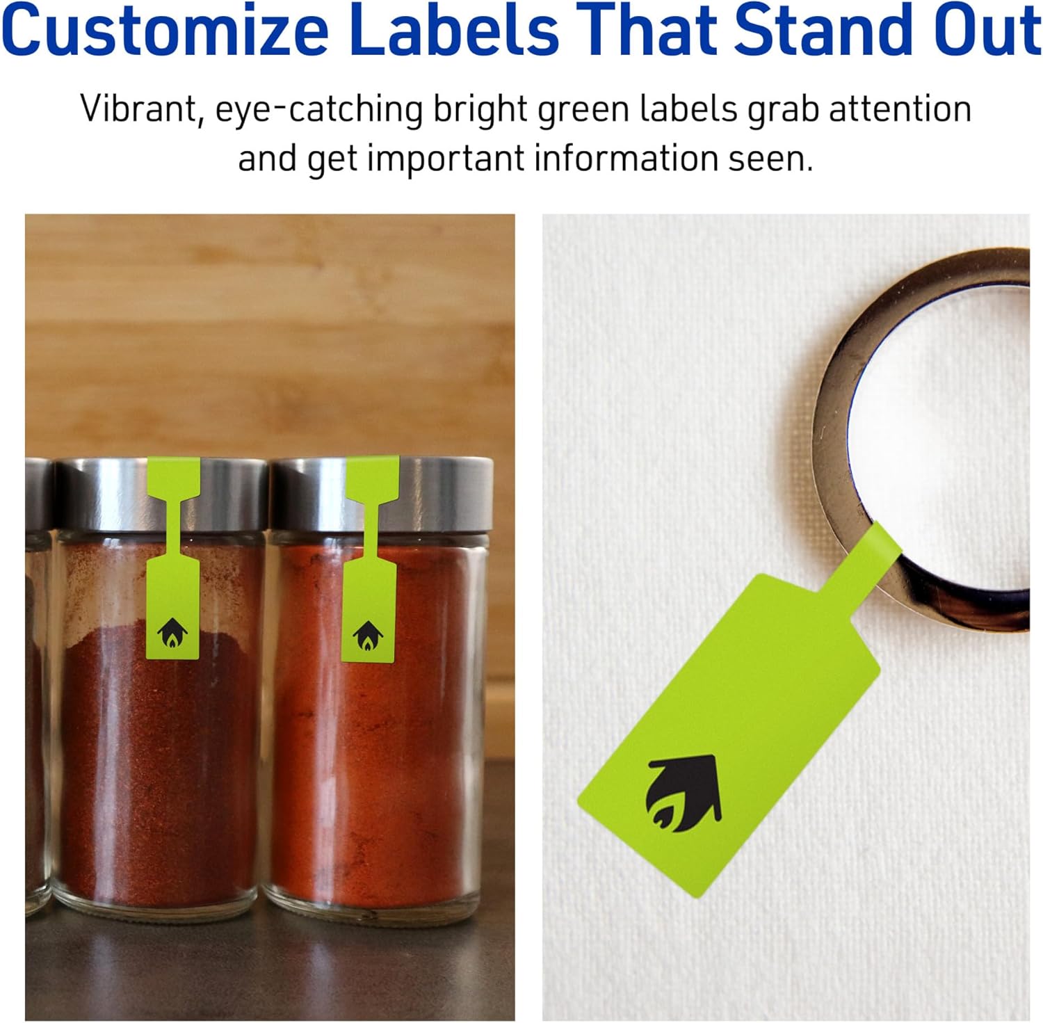 AVERY Printable Barbell Labels, Sure Feed Technology, 1/2" x 2-1/2", Bright Green