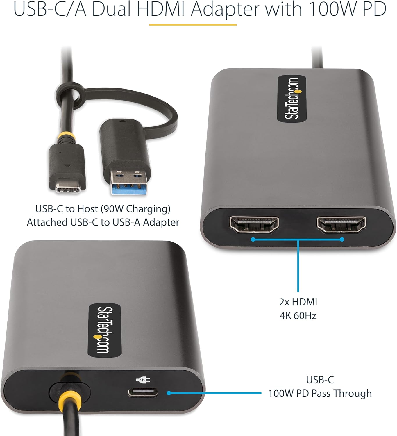 StarTech.com USB-C/USB-A Dual HDMI Multiport Adapter