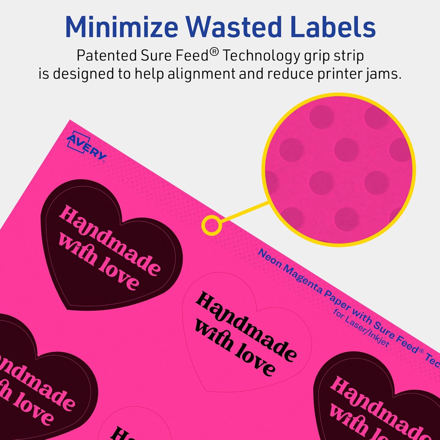 AVERY Printable Heart Labels, Sure Feed Technology, Print-to-The-Edge, Laser/Inkjet