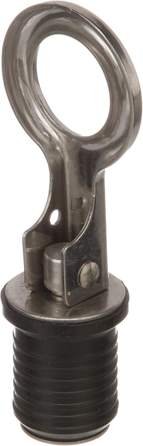 Attwood 7520A3 Snap-Handle Drain Plug, for 1-Inch-Diameter Drains, Locks in Place, Steel Handle, Rubber Plug