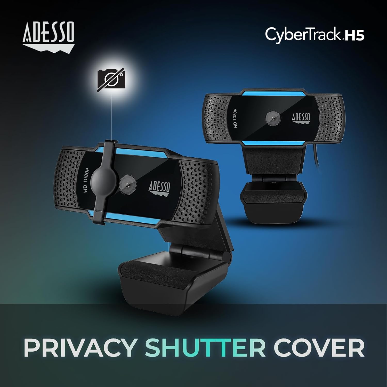 Cybertrack H5 1080p Hd USB Autofocus Webcam with Microphone, 1920 Pixels X 1080 Pixels, 2.1 Mpixels, Black